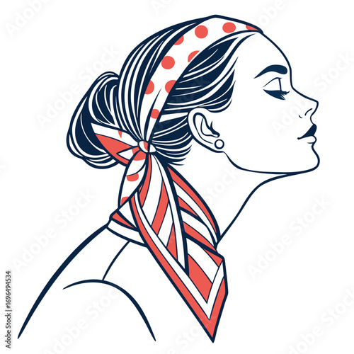 Stylish scarf tied around the neck fashion accessory icon