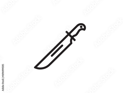 Machete Tool Icon in Clean Simple Minimal Vector Line Illustration