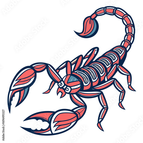 Stylized illustration of a red scorpion