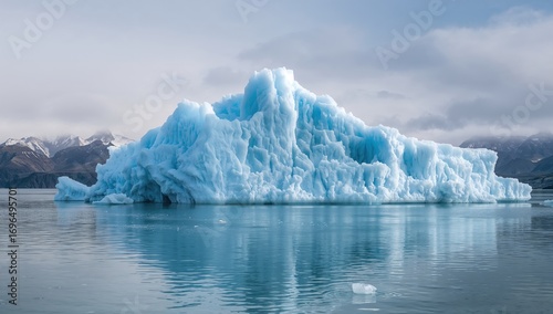 Stunning massive iceberg floating in a glacial lake