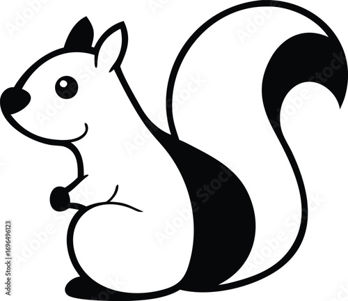 A stylized cartoon squirrel holding a nut on a white background illustration animal