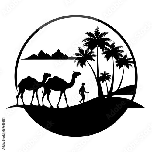 Camel Caravan Silhouette Vector