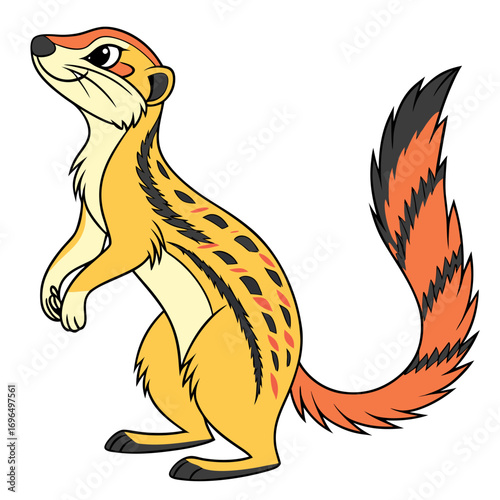Cute cartoon meerkat standing on hind legs