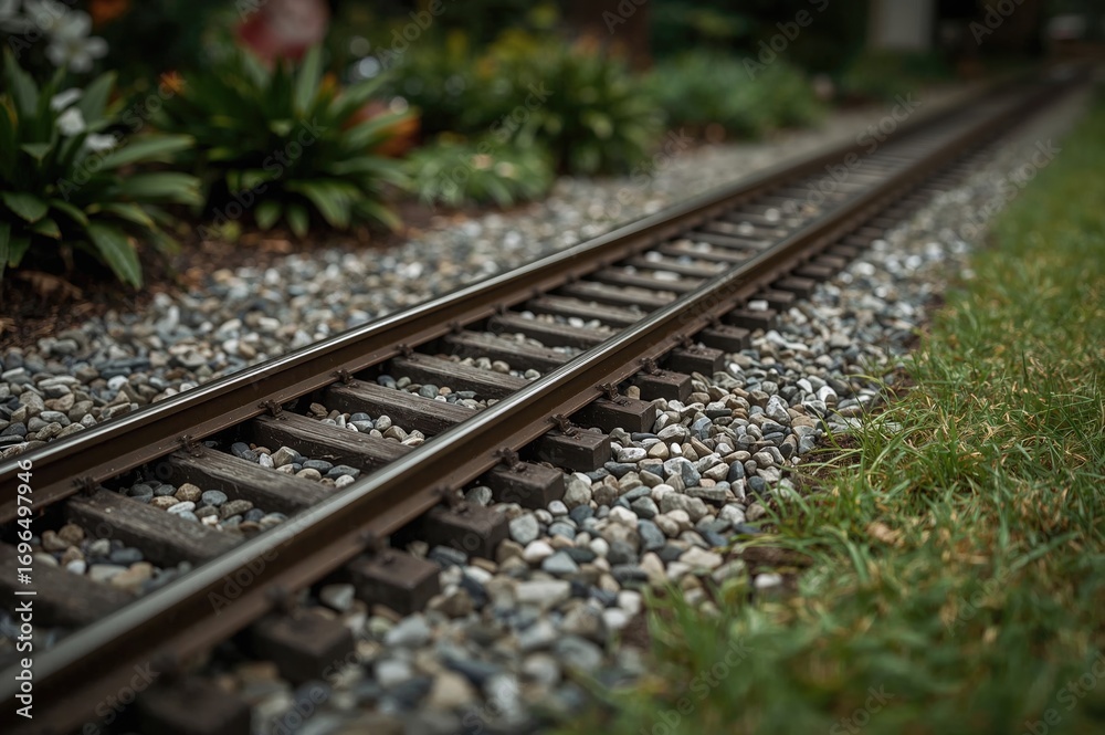 Fototapeta premium Out-of-focus picture of a miniature train layout.