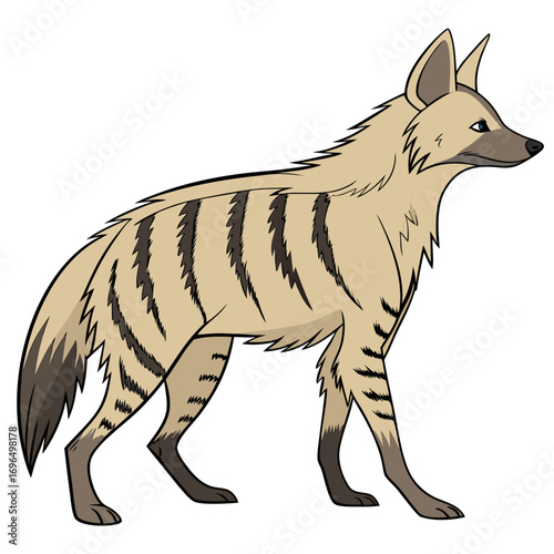 Striped hyena standing