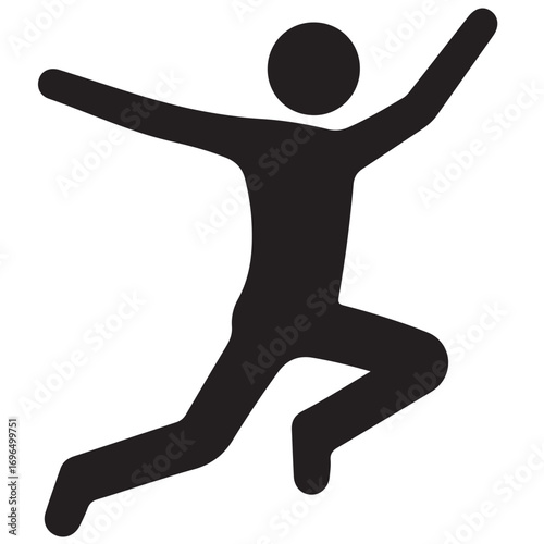 Dynamic Black Silhouette of a Jumping Person