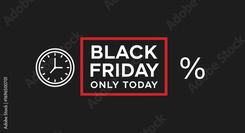 Limited Time Black Friday Sale Announcement with Countdown and Discount Symbols