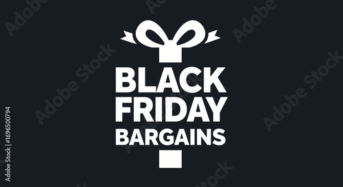 Black Friday shopping deals promotional banner with gift icon and bold text emphasizing savings