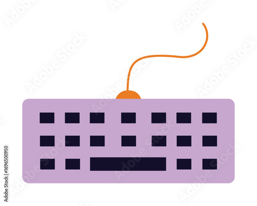 Colorful Flat Design Computer Keyboard Icon for Technology and Office