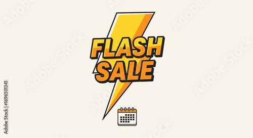 Dynamic Flash Sale Promotion with Bold Lightning Bolt and Calendar Icon