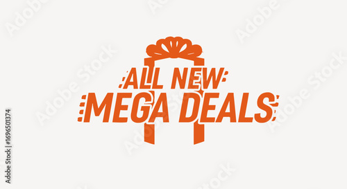 Vibrant orange promotional banner emphasizing exclusive new mega deals with festive design elements