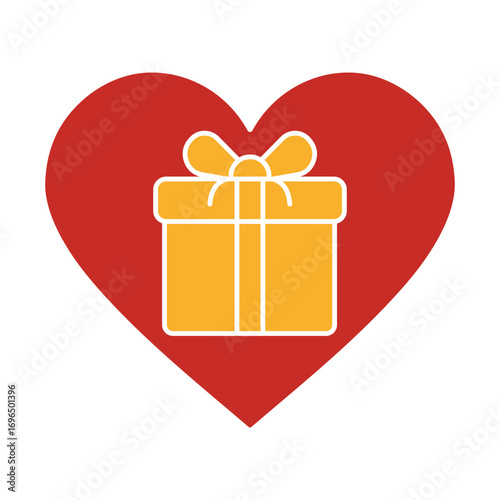 Heart with Gift Box Icon for Love, Charity, and Special Occasions