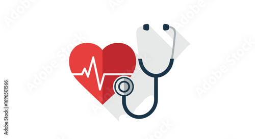 Medical heartbeat cardiogram stethoscope illustration health care symbol medicine symbol vital signs monitoring cardiology concept