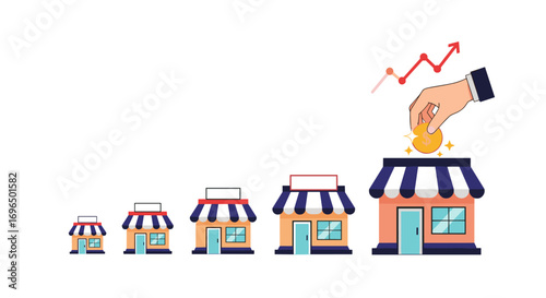 Visualizing the growth and expansion of small businesses through strategic investment and profitability