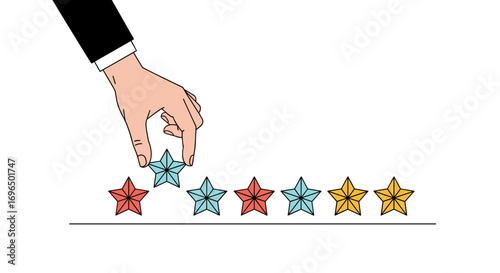 Customer chooses a star rating for product or service evaluation and feedback collection