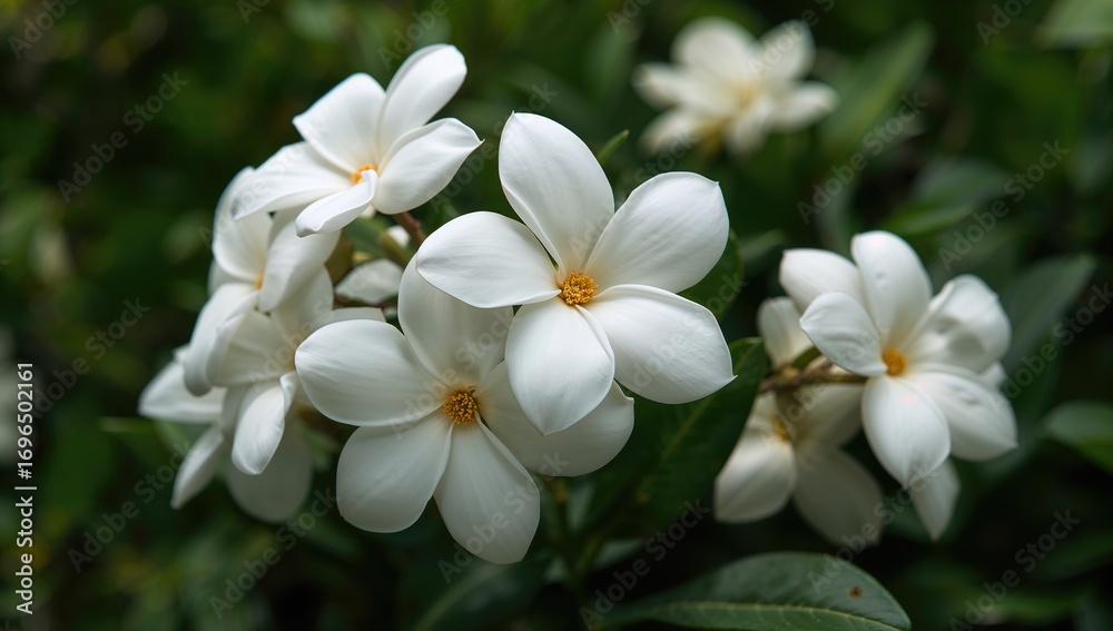 Elegant white gardenia blossoms with a sweet scent