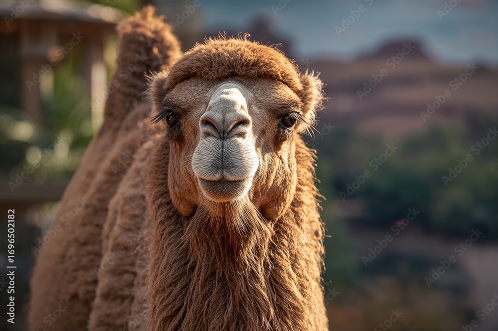 Obraz premium Gorgeous camel inside an animal park enclosure