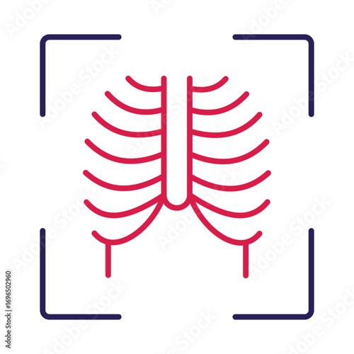 Modern Line Art Icon of a Rib Cage X-Ray for Medical Diagnostics