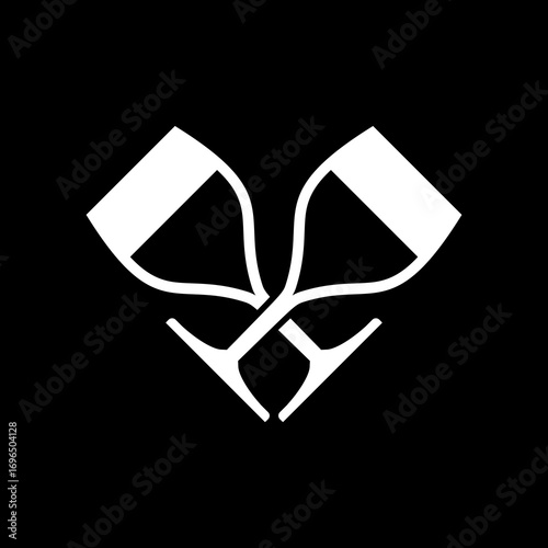 Crossed glasses with wine silhouettes icon isolated on black background