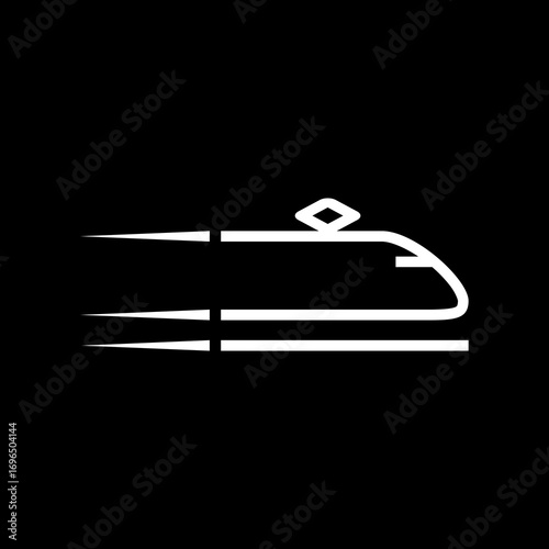 Fast train icon isolated on black background