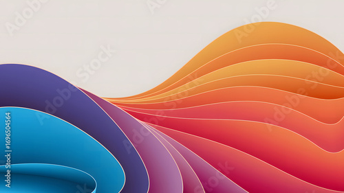 A dynamic abstract background featuring layered, colorful waves. AI Generated
