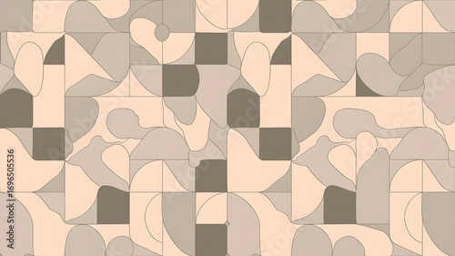 Abstract Geometric Pattern in Beige and Peach Tones. AI Generated