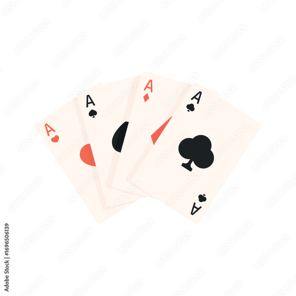 Obraz premium Set of four aces. Playing cards. Aces of diamonds, hearts, spades and clubs.