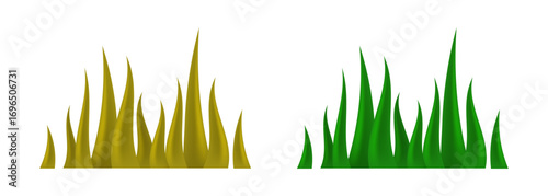 Grass. Green and yellow grass. Vector clipart isolated on white background.