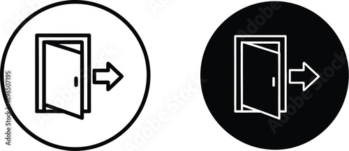 Simple icon representing an open door with an arrow indicating exit or next step.