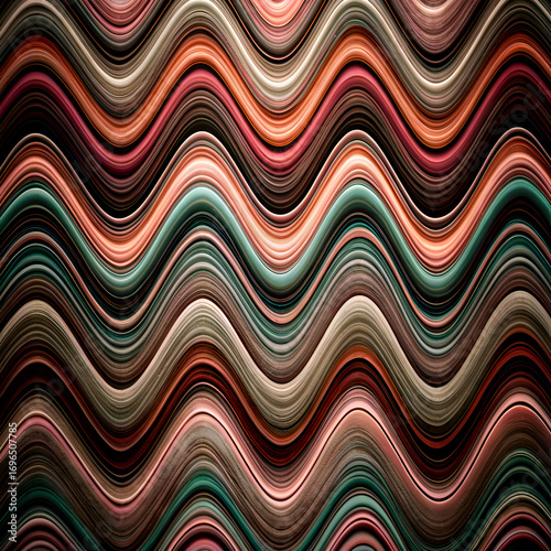 Abstract Wavy Background. Colorful Seamless Pattern of Curving Lines