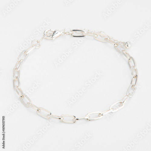 Wallpaper Mural Stylish silver link chain bracelet on white background jewelry fashion Torontodigital.ca