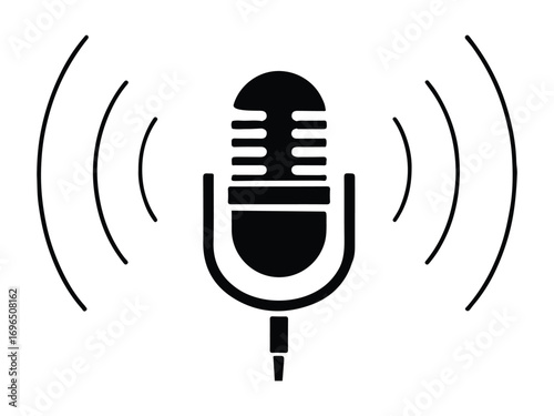 Active Studio Microphone with Sound Waves