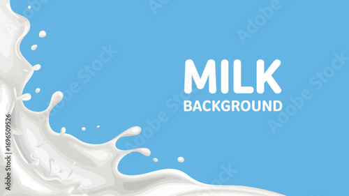 Elegant Milk Splash Against a Serene Blue Backdrop A Versatile Design Element for Food and Beverage Creations