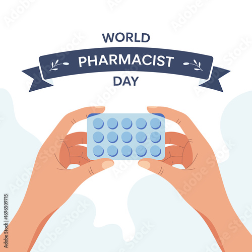 Celebrating World Pharmacist Day Hands Holding Pill Pack for Health Awareness and Professional Recognition