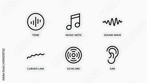 Sound Elements Exploring Vector Icons of Tone, Music, Wave, Line, Echo, and Ear for Creative Designs