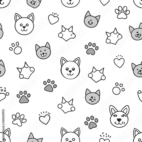 Minimalist Pet Lovers Seamless Pattern Vector
