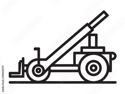 Classic Farm Potato Digger Icon in Clean Agricultural Vector Line Artwork