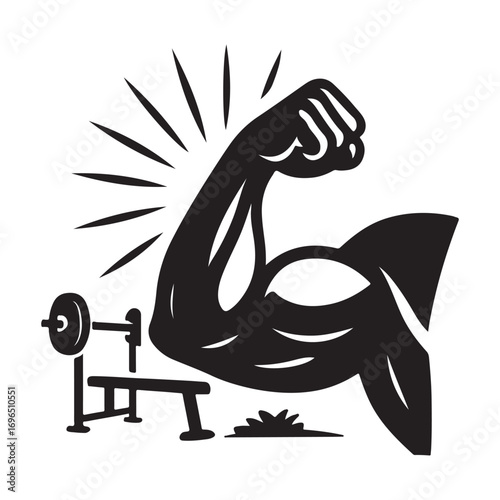 Bicep muscle flexing power icon