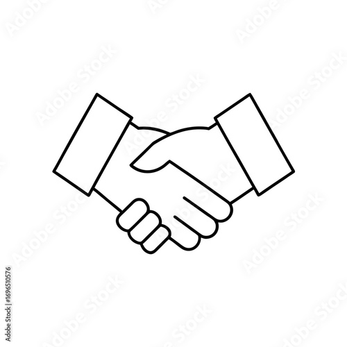 Outline illustration of a handshake icon on transparent background
