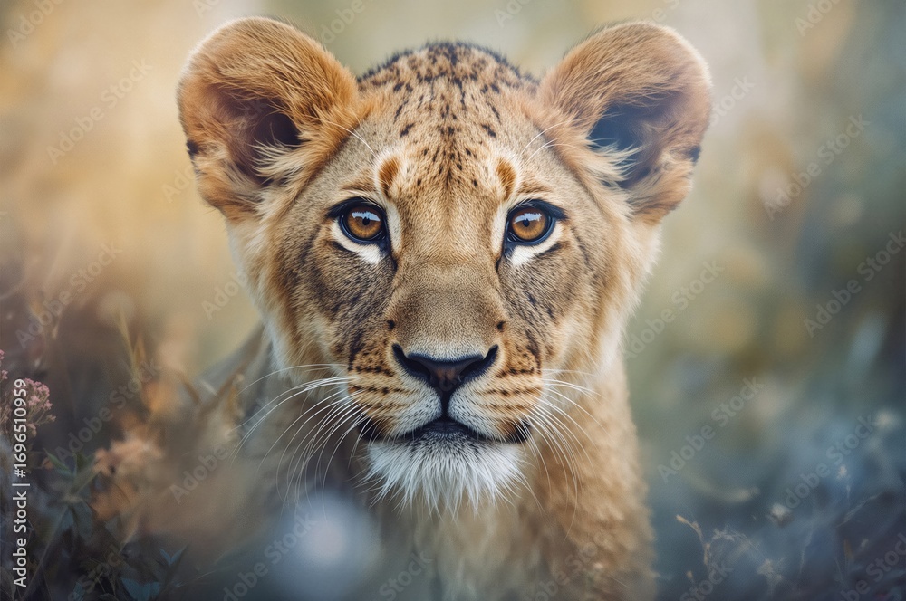 Obraz premium Gorgeous youthful lion