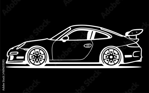 sports car illustration.easy to use ,Adult coloring page line art for book and drawing.