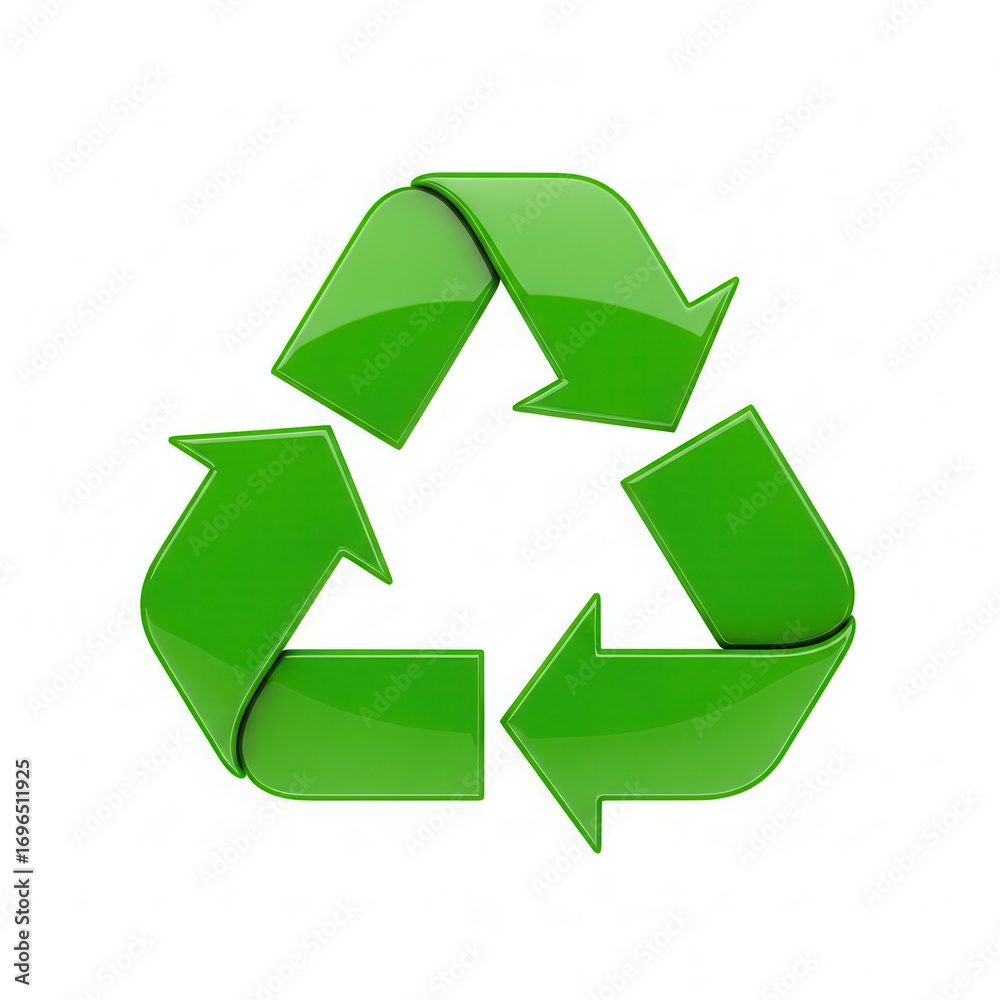 Fototapeta premium Green recycling symbol isolated on white background