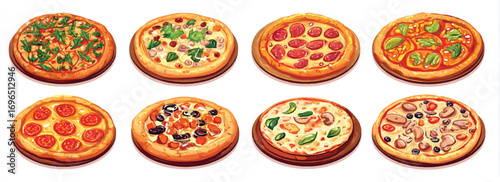 Delicious Assortment of Pizza Variations Featuring Pepperoni Arugula Olives and Mushrooms Perfect for Foodies