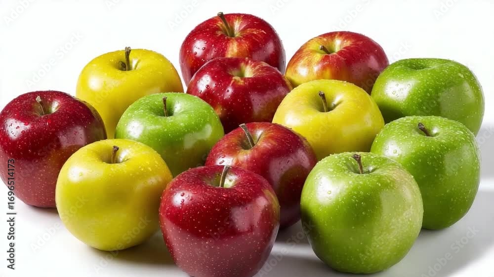 Colorful Apple Showcase: A vibrant array of apples bursts forth with a ...