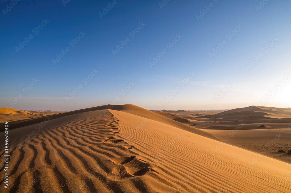 Naklejka premium Stunning sand dunes in a vast desert landscape.