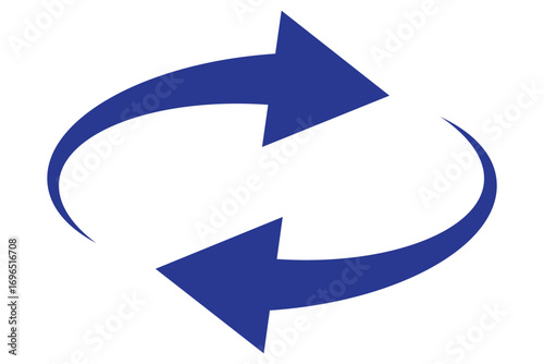 Oval circle rotate arrow icon. Ellipse orbit line arrow symbol. Oval circumference sign. Vector illustration isolated on white background.