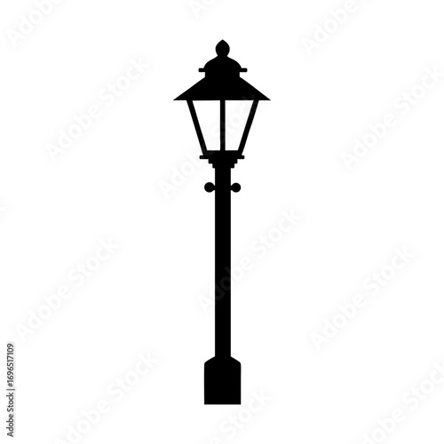 Street lamp post icon outdoor light silhouette urban night lighting vector design illustration