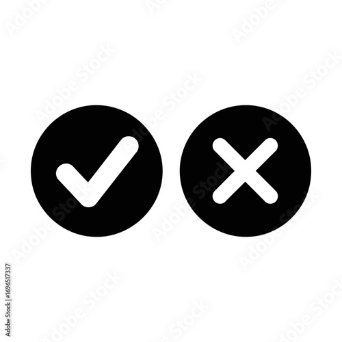 check mark and cross mark glyph icon representing approval and rejection