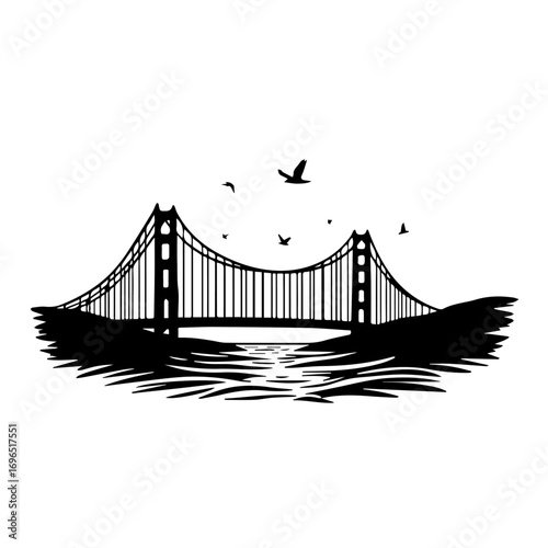 bridge vector illustration, bridge, architecture, river, water, suspension, city, sky, night, san francisco, road, transportation, travel, landmark, lisbon, bay, sea, gate, portugal, structure, cable,
