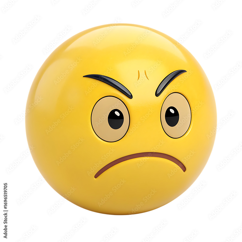 Fototapeta premium 3d rendered round yellow emoji icon expressing anger and frustration